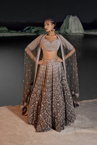 Mouse Grey Ombre Lehenga Set
