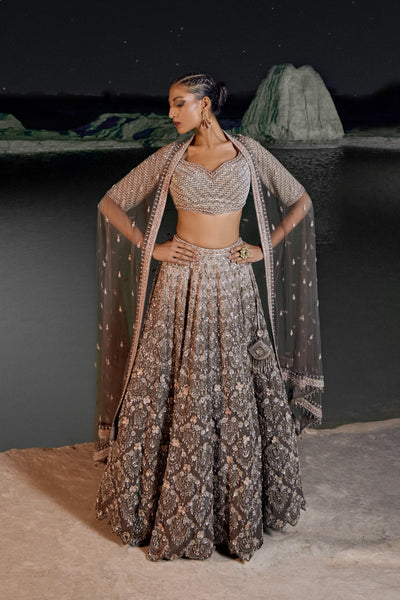 Mouse Grey Ombre Lehenga Set