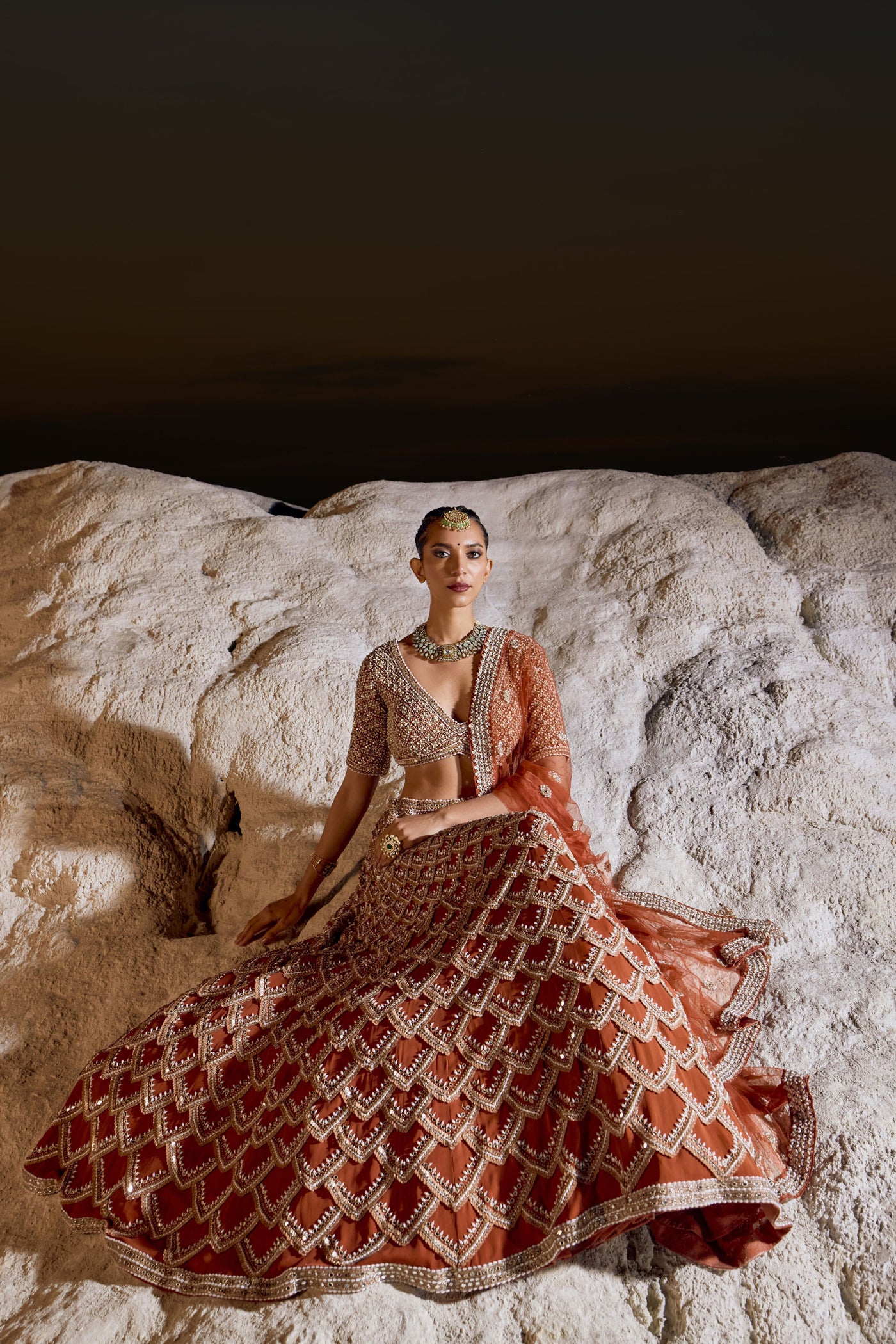 Rust Orange Lehenga Set