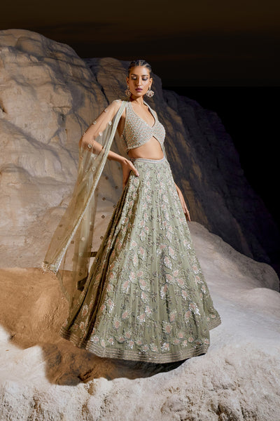 Stone Green Lehenga Set