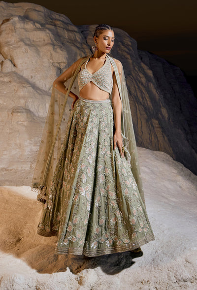Stone Green Lehenga Set
