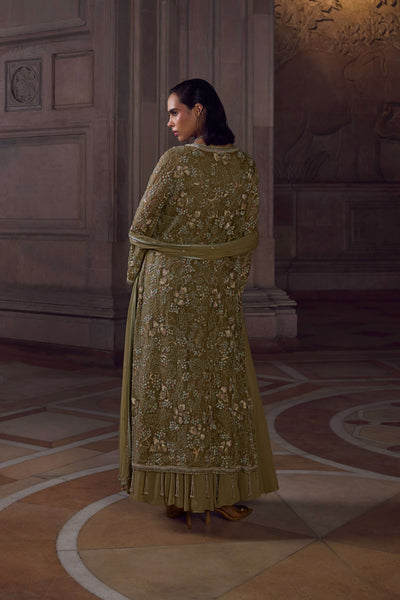 Light Olive Green Anarkali Set