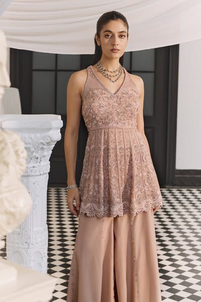 Sand Beige Peplum Set