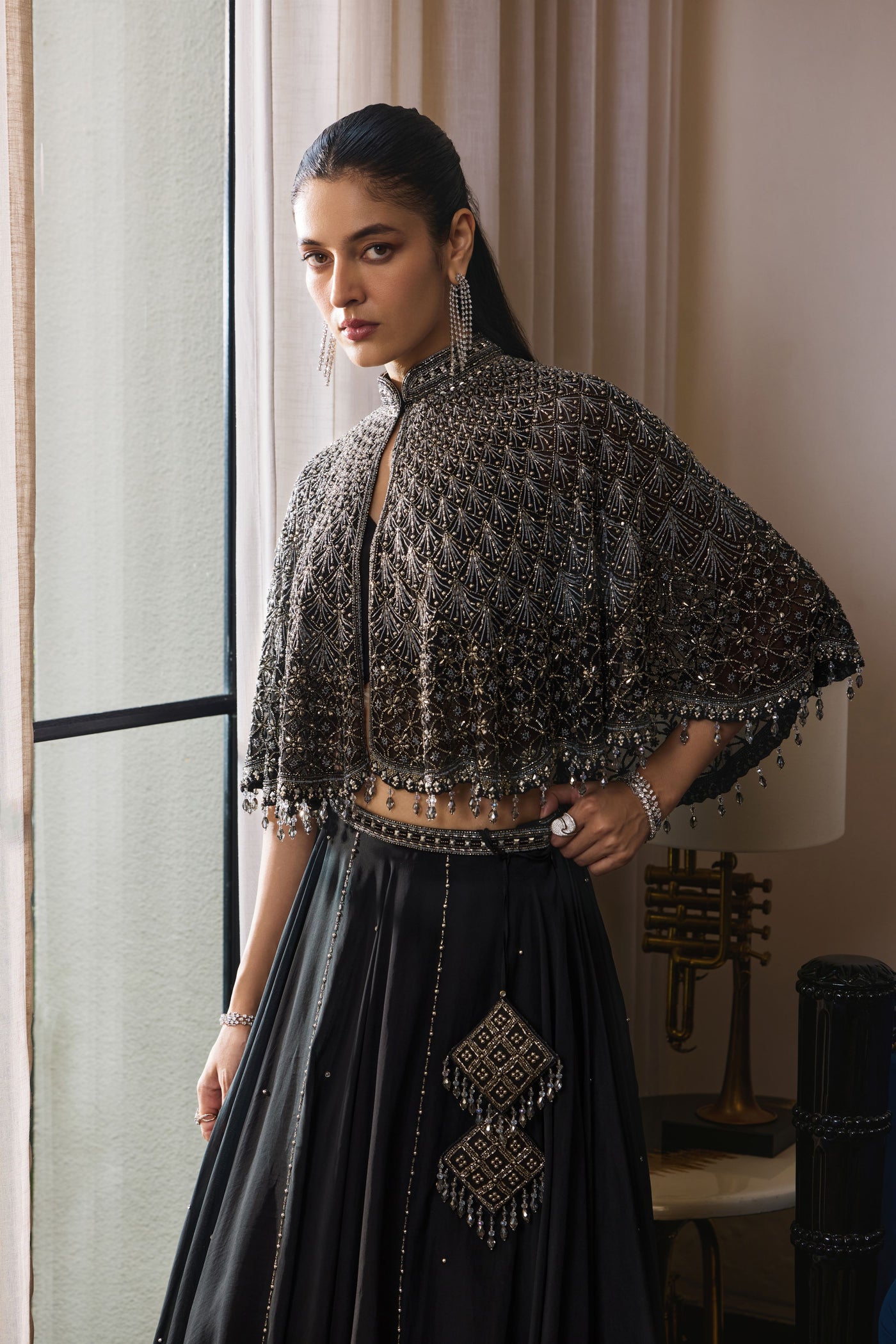 Jet Black Cape Set