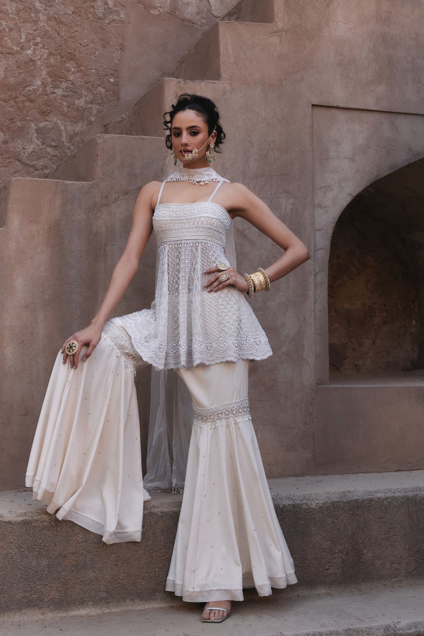 Ivory Peplum Set