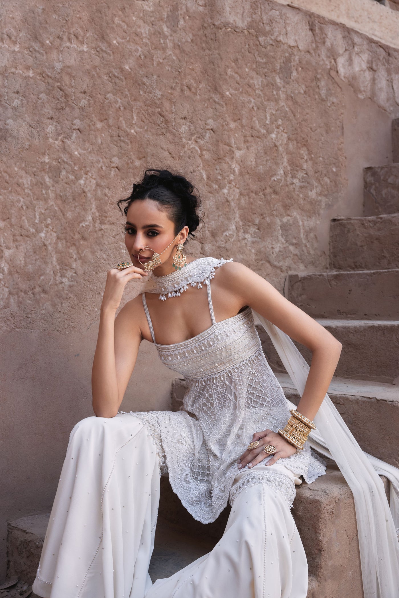 Ivory Peplum Set