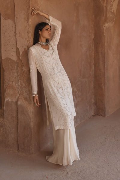 Ivory Embellished Kurta Set