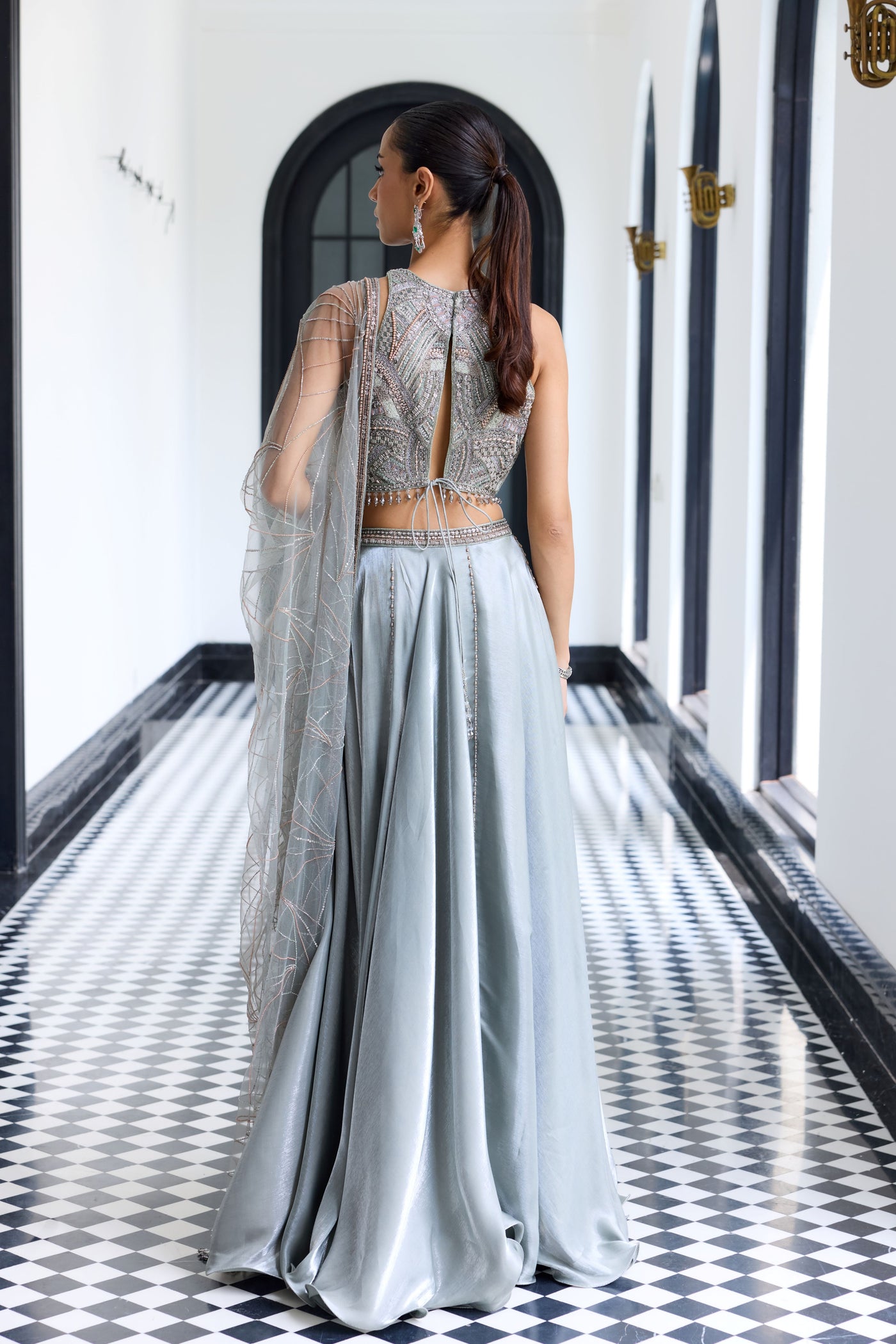 Metallic Gray Lehenga Set