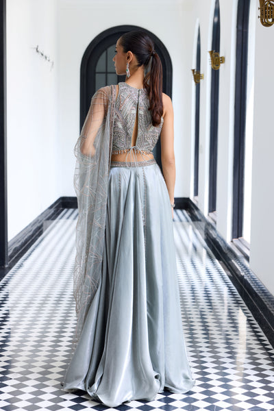 Metallic Gray Lehenga Set