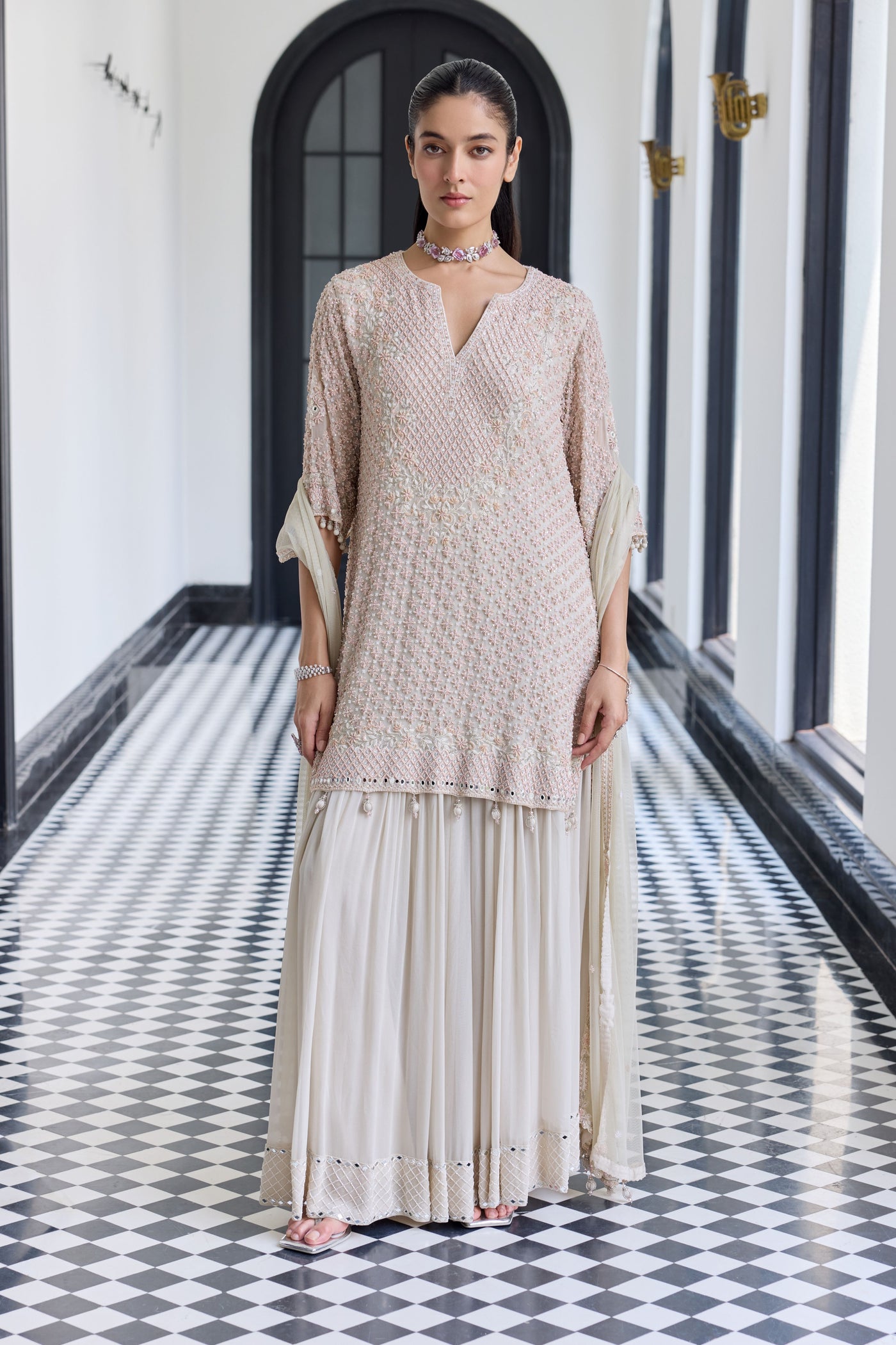 Smoke Ivory Kurta Set