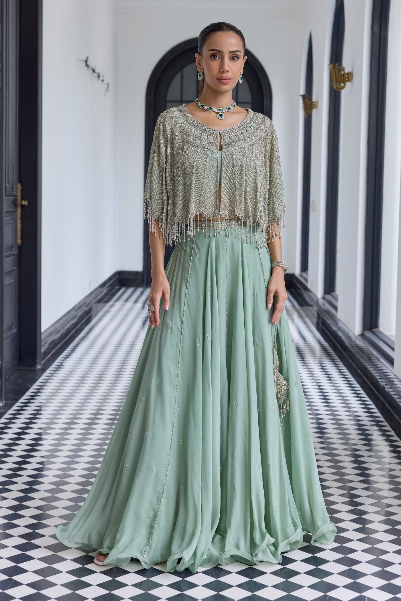 Ash Green Cape Set