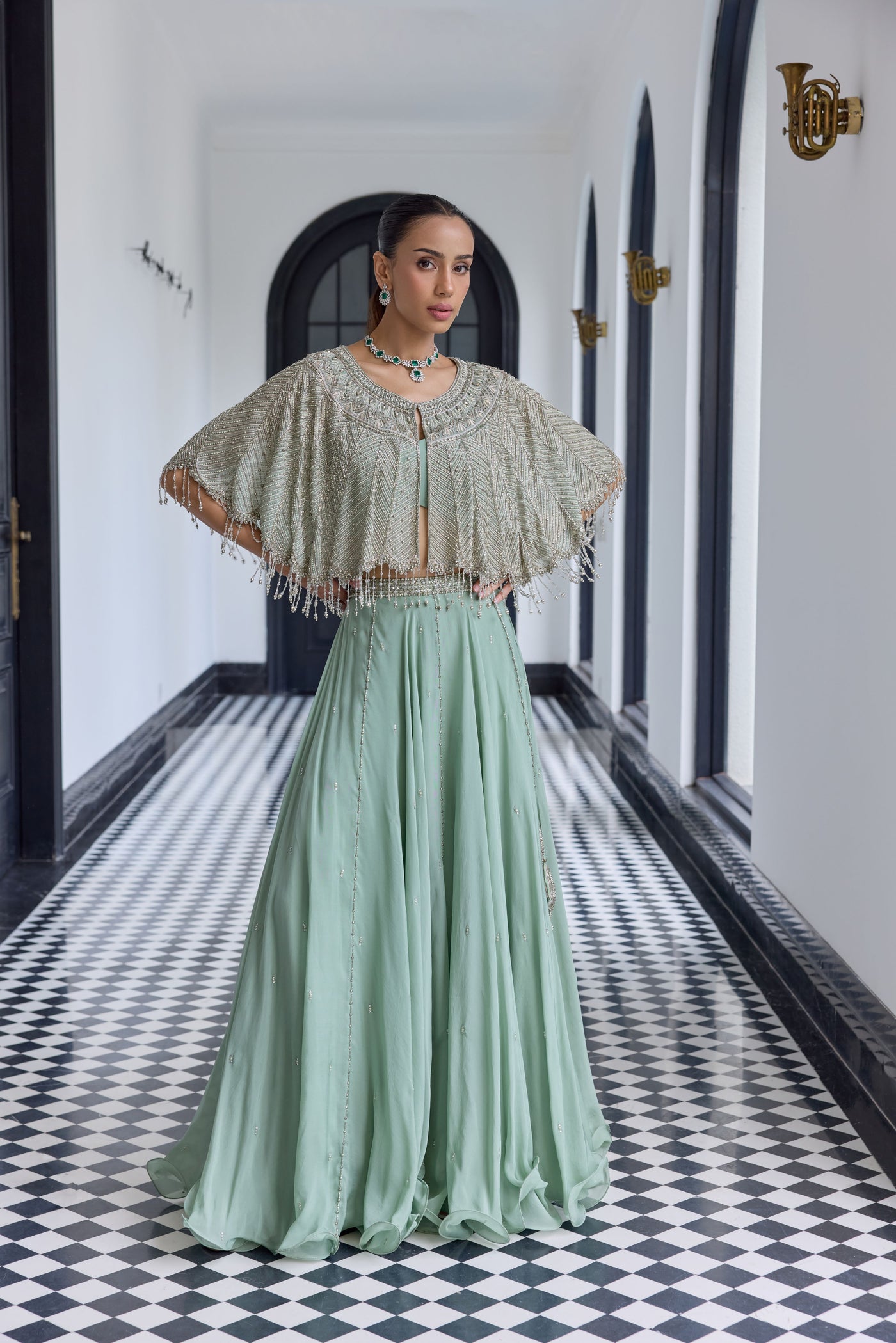 Ash Green Cape Set