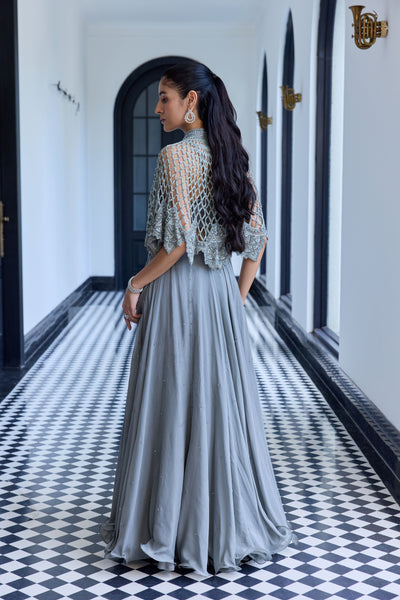Metallic gray Cape Set