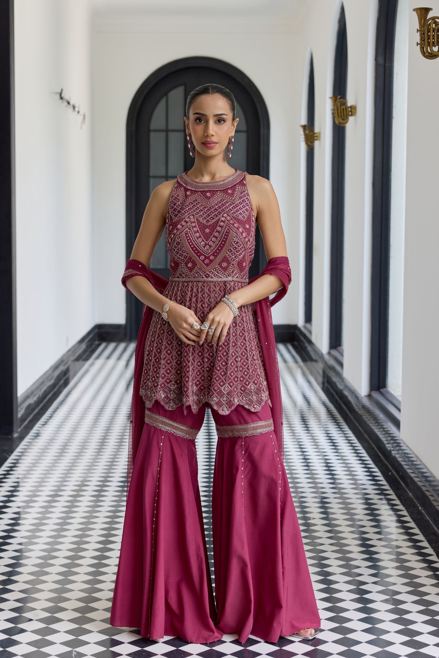 Wine Peplum Set