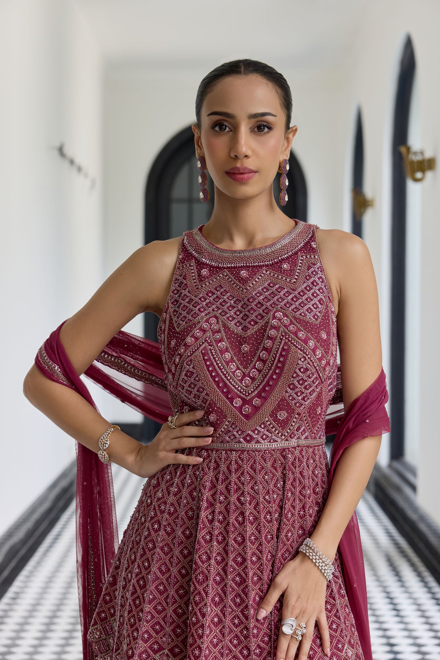 Wine Peplum Set