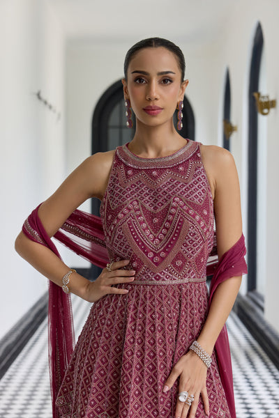 Wine Peplum Set