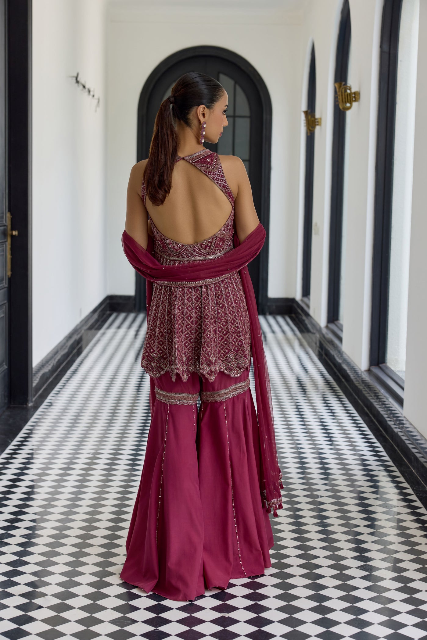 Wine Peplum Set