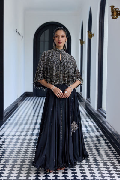 Jet Black Cape Set