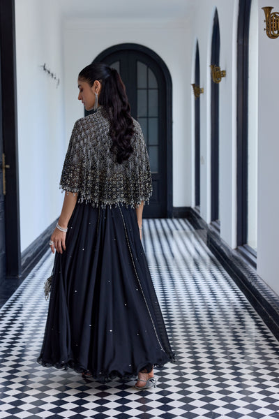 Jet Black Cape Set