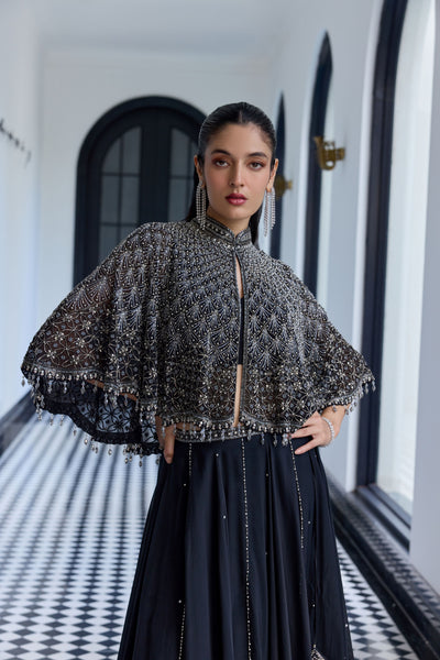 Jet Black Cape Set