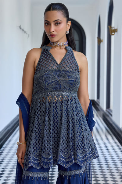 Midnight Blue Peplum Set