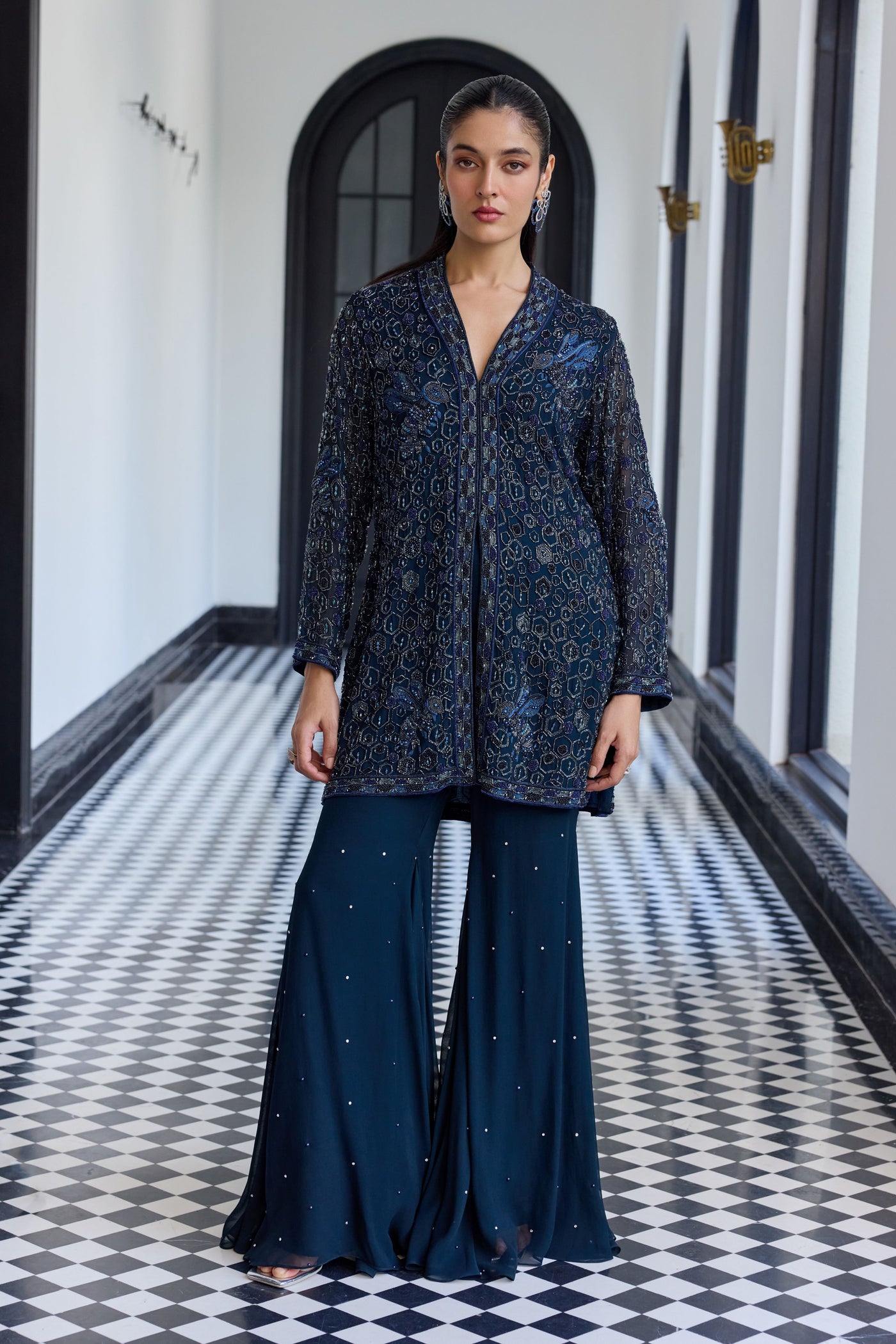 Monaco Blue Jacket & Flare Pant Set