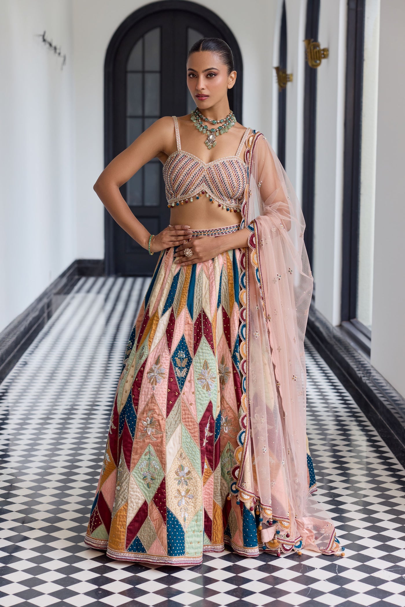 Veiled Rose Silk Lehenga Set