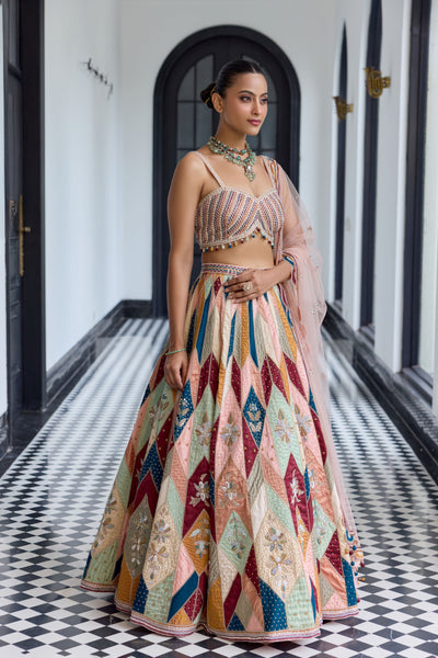 Veiled Rose Silk Lehenga Set