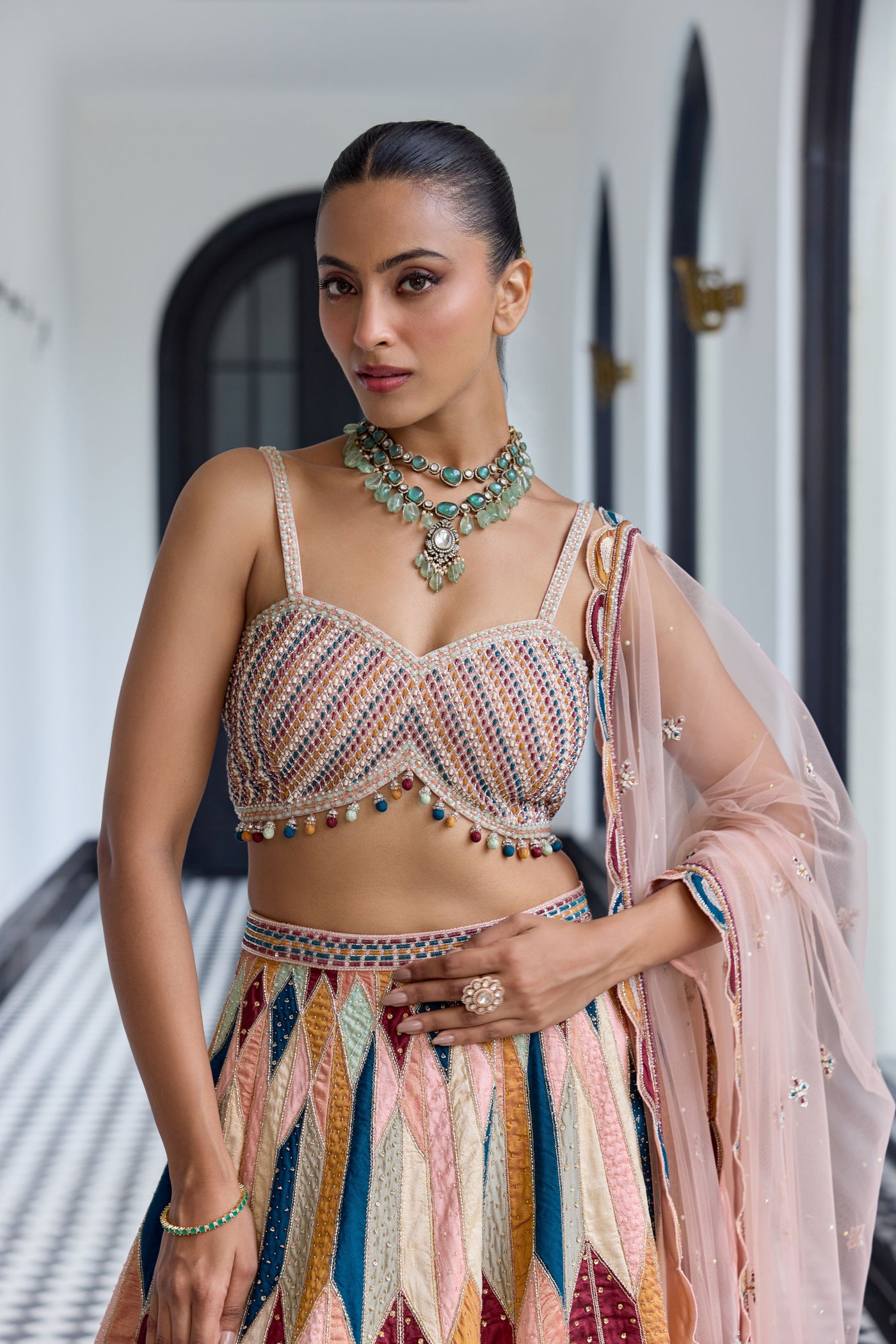 Veiled Rose Silk Lehenga Set