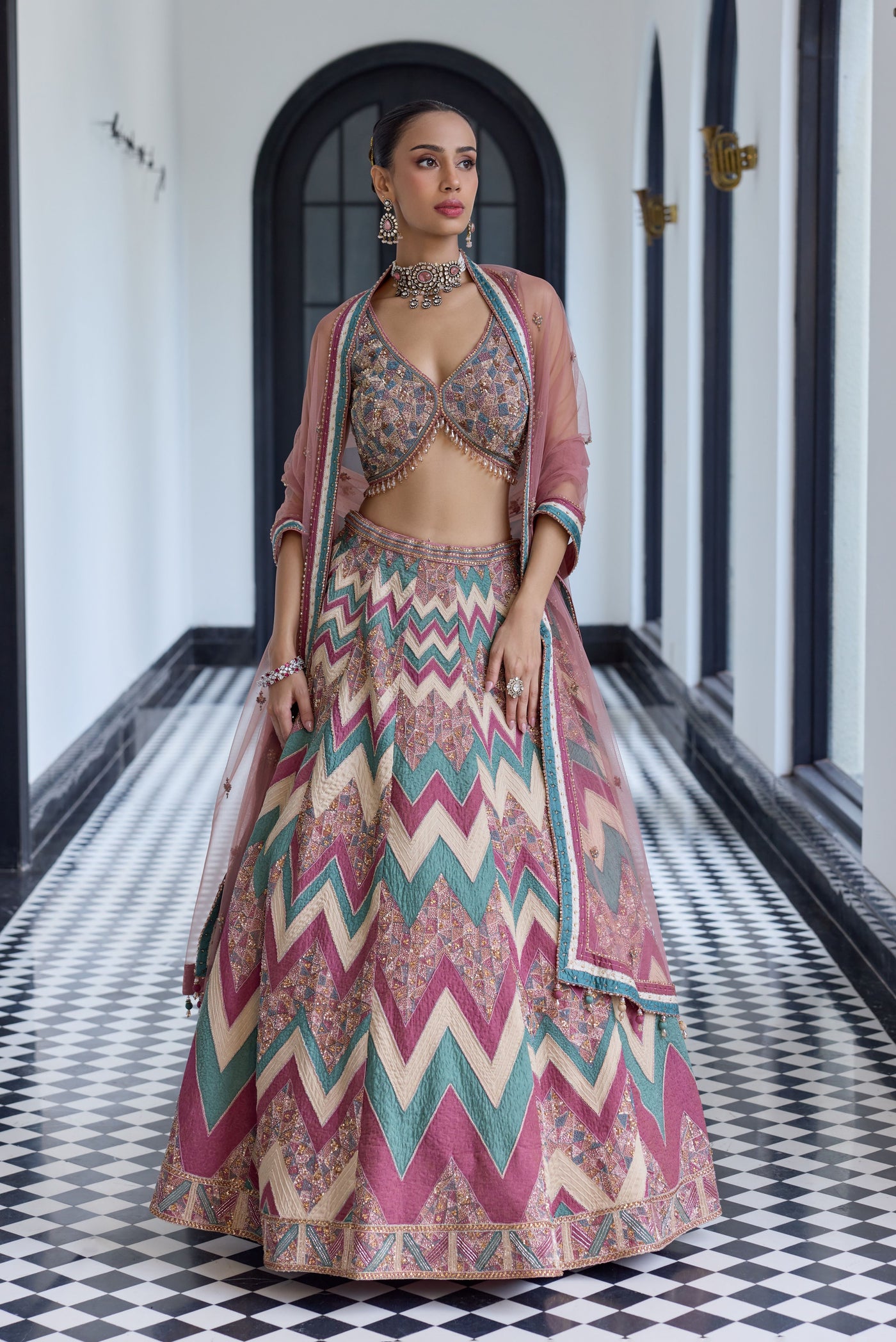 Royal Zig Zag Chevron Lehenga Set