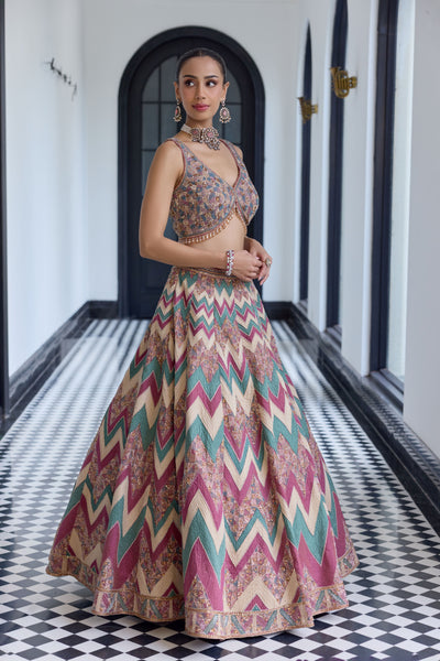 Royal Zig Zag Chevron Lehenga Set