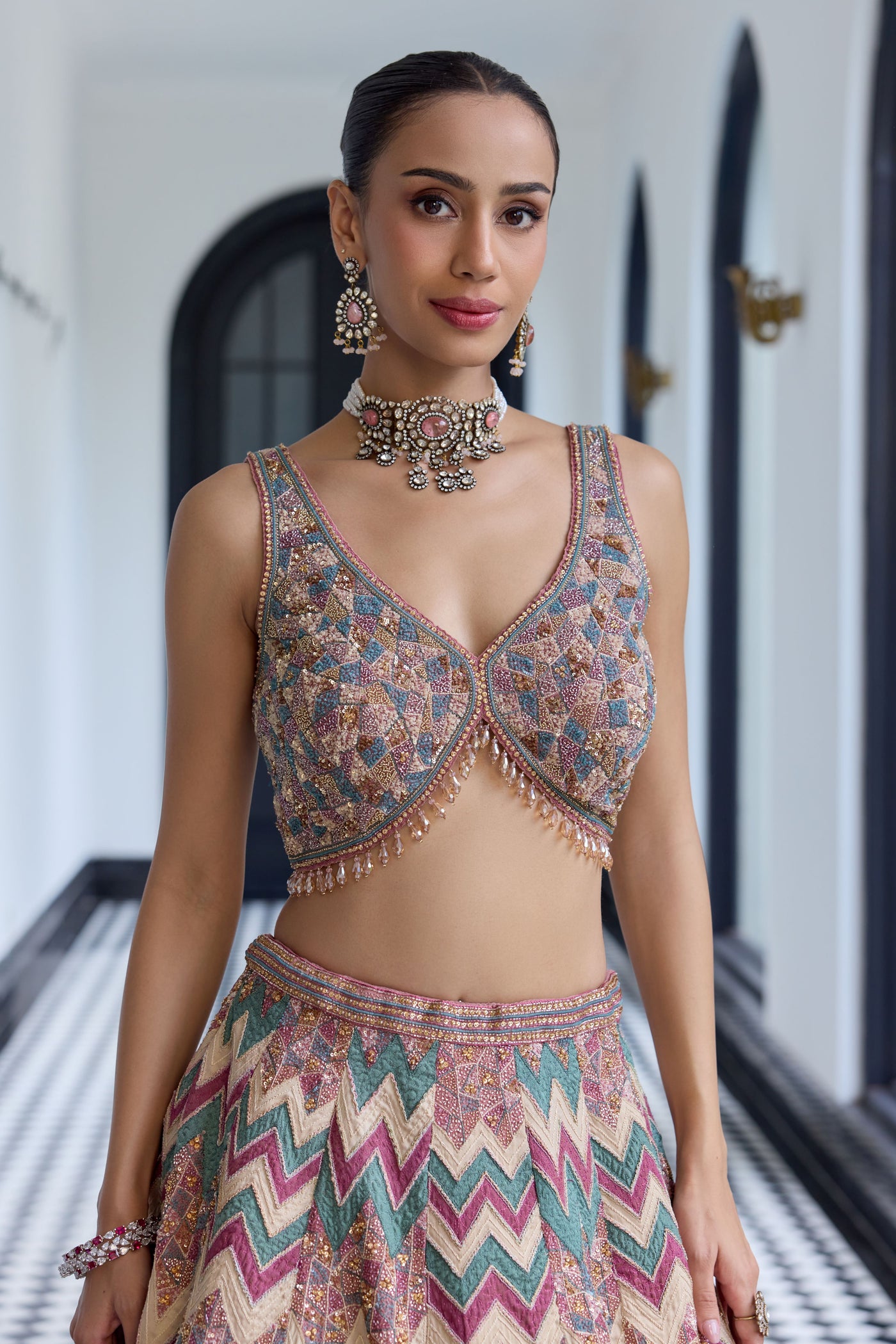 Royal Zig Zag Chevron Lehenga Set
