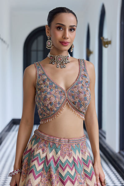Royal Zig Zag Chevron Lehenga Set