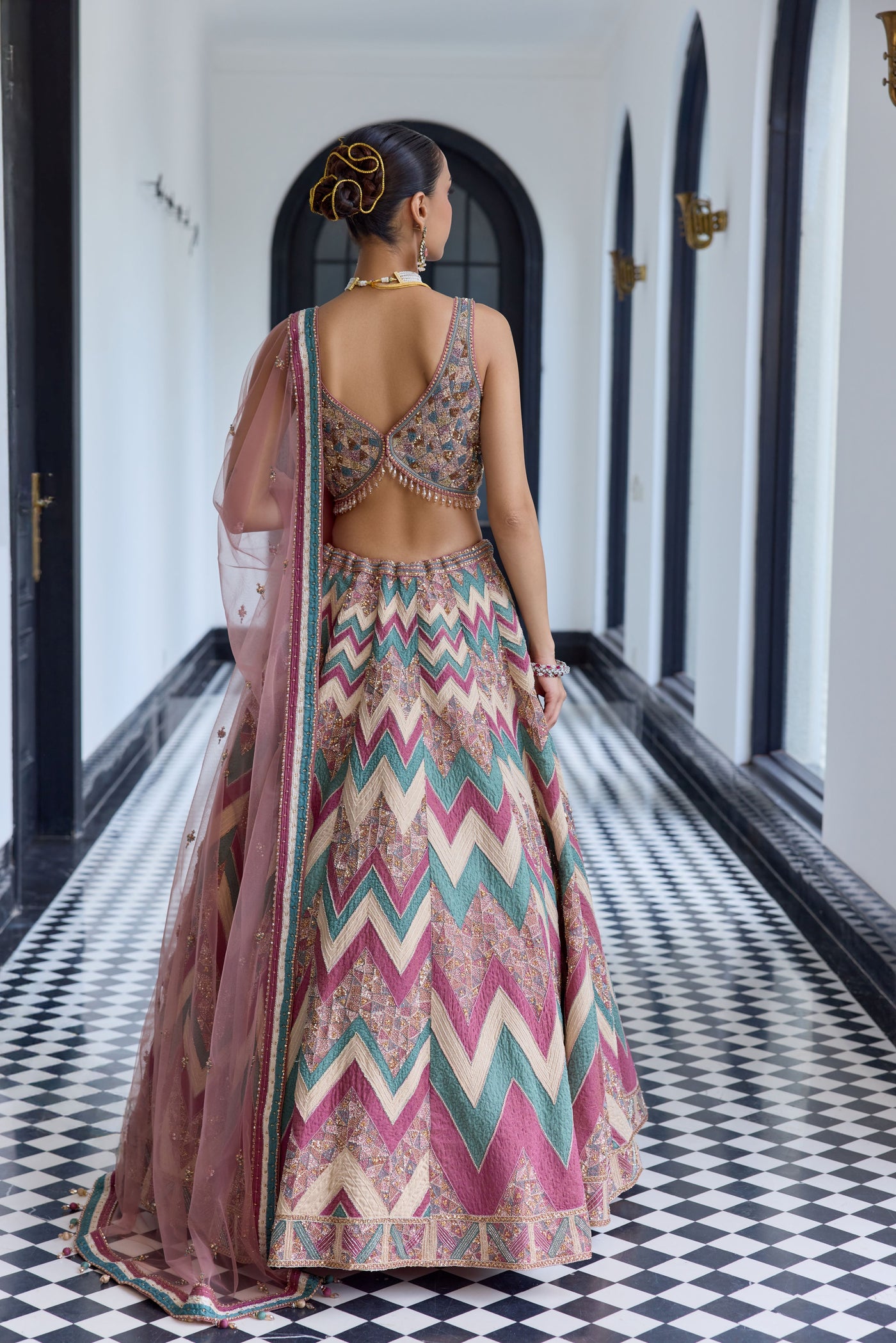 Royal Zig Zag Chevron Lehenga Set