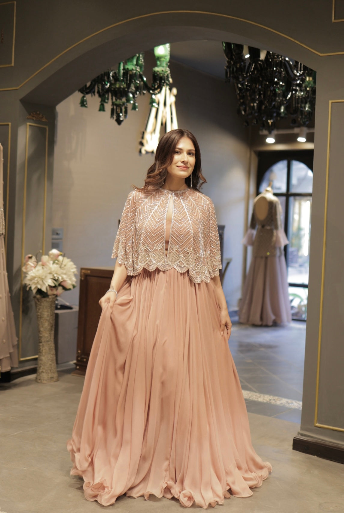 Yashika Khatri in our  Pastel Pink Cape Set