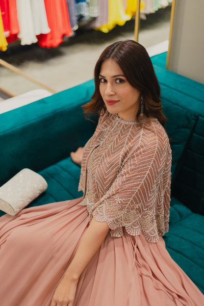 Yashika Khatri in our  Pastel Pink Cape Set