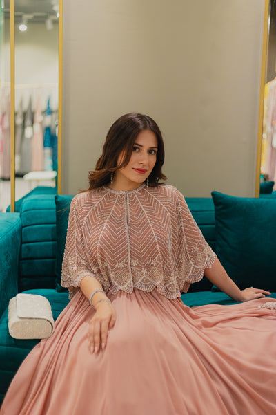 Yashika Khatri in our  Pastel Pink Cape Set