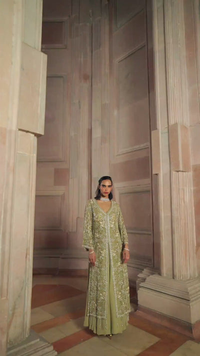 Light Olive Green Anarkali Set