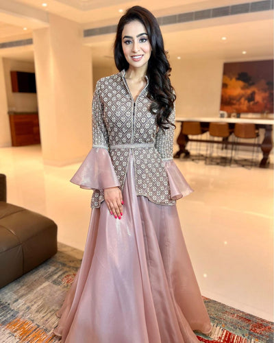 Musskan Sethi in our PRIMROSE PINK PEPLUM SET