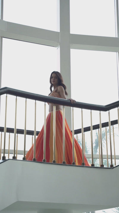 Priyanka Choudhary In Our Orange Shade Embellished Lehenga Set