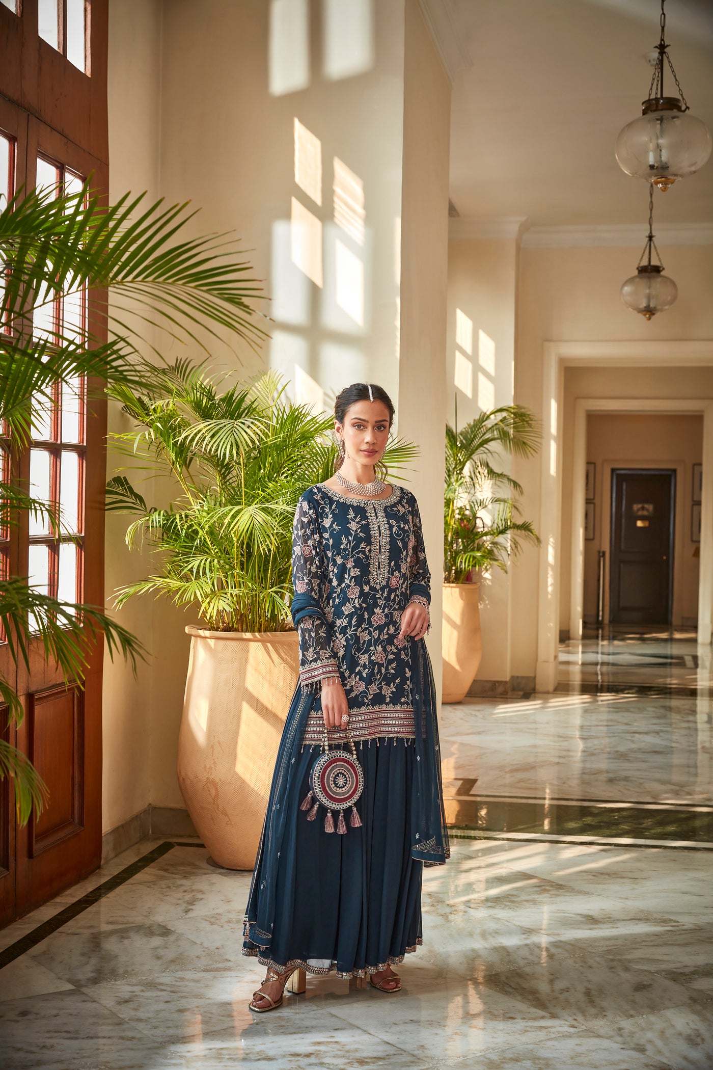 Royal Blue Short Kurta Set