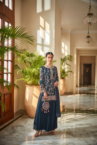 Royal Blue Short Kurta Set