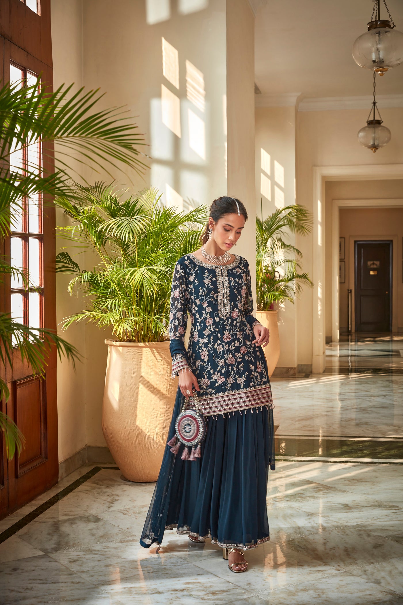 Royal Blue Short Kurta Set