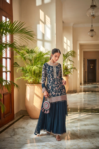 Royal Blue Short Kurta Set