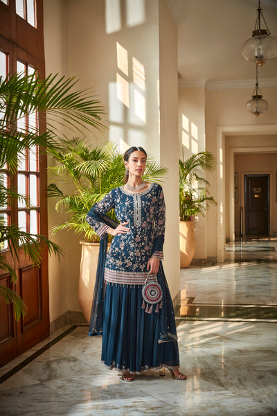 Royal Blue Short Kurta Set