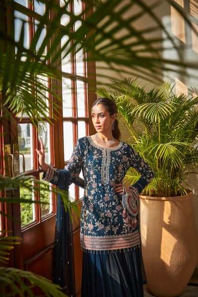 Royal Blue Short Kurta Set