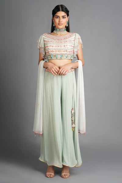 Powder Blue Top Sharara Set