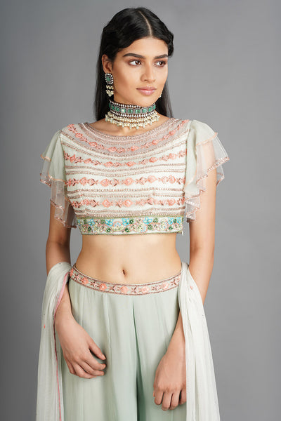 Powder Blue Top Sharara Set